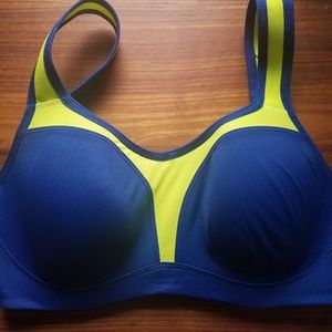 Navy and Neon Underwire Sports Bra by Wacoal 32DDD